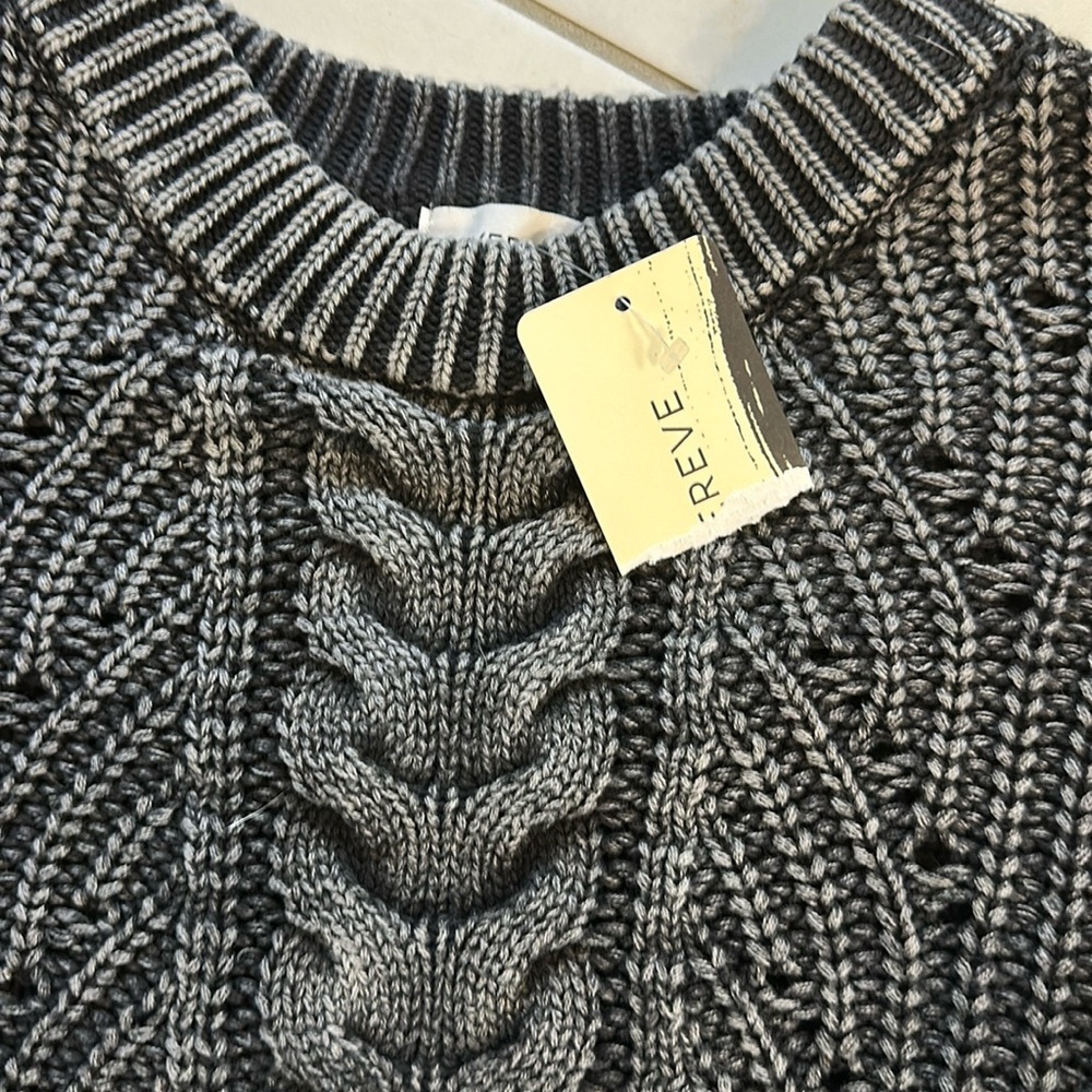 Evereve faded black and gray cable knit sweater NEW - Picture 2 of 7